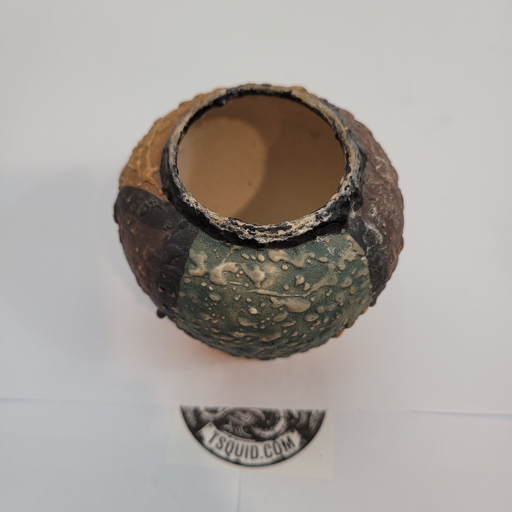 Unbranded Vtg Lava Glaze Bud Vase Studio Pottery Earth Tones Textured Ceramic